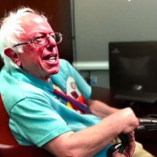 Image similar to Bernie Sanders playing Mario Kart