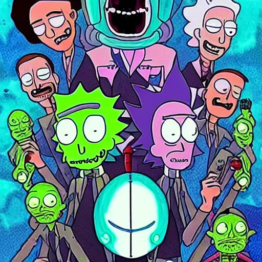 Image similar to alien rick and morty forever and forever a hundred years! g