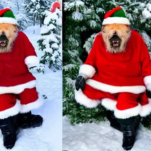 Prompt: before and after visiting the north pole