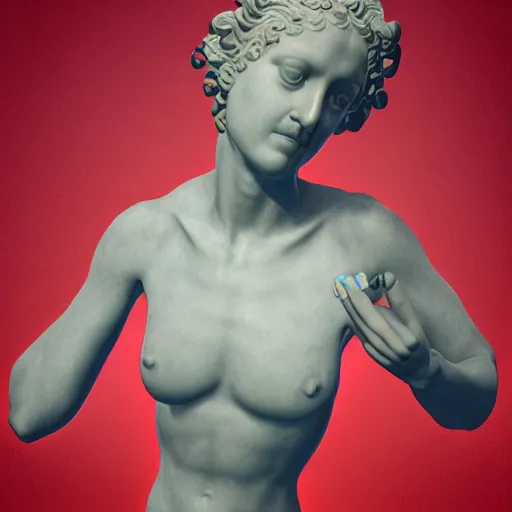 Image similar to renaissance statue, digital art, bright neon ring, 3 d render, ray tracing, hyper - realistic, hyper detailed, 8 k resolution, sharp focus