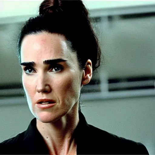 Image similar to jennifer connelly as a secret agentr, action scene