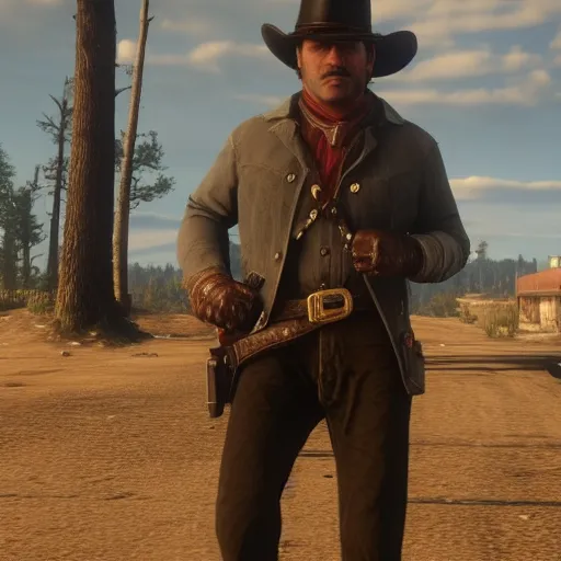 Prompt: Film still of Mario, from Red Dead Redemption 2 (2018 video game)