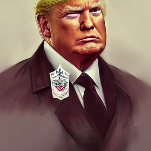 Prompt: portrait of Duke Nukem as President Trump, official, intricate, headshot, highly detailed, digital painting, artstation, concept art, sharp focus, illustration, art by artgerm and greg rutkowski and alphonse mucha