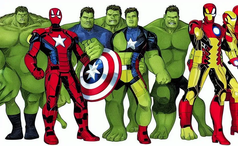 Image similar to marvel avengers made of pickles, concept art