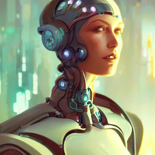 Image similar to comic book illustration, a portrait of a beautiful cybernetic woman, cyberpunk concept art by pete mohrbacher and artgerm and wlop and greg rutkowski and josan gonzales and syd mead, highly detailed, intricate, sci-fi, sharp focus, Trending on Artstation HQ, deviantart