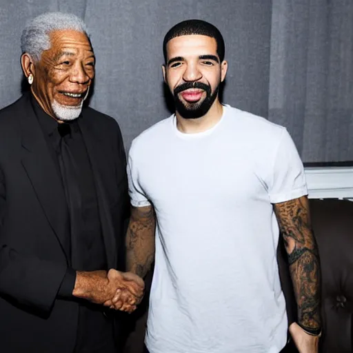 Image similar to drake meeting morgan freeman