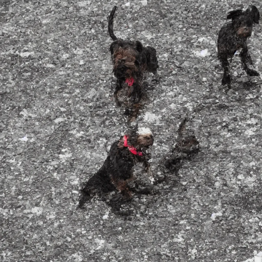 Image similar to a schnauzer black dog wearing ice skates