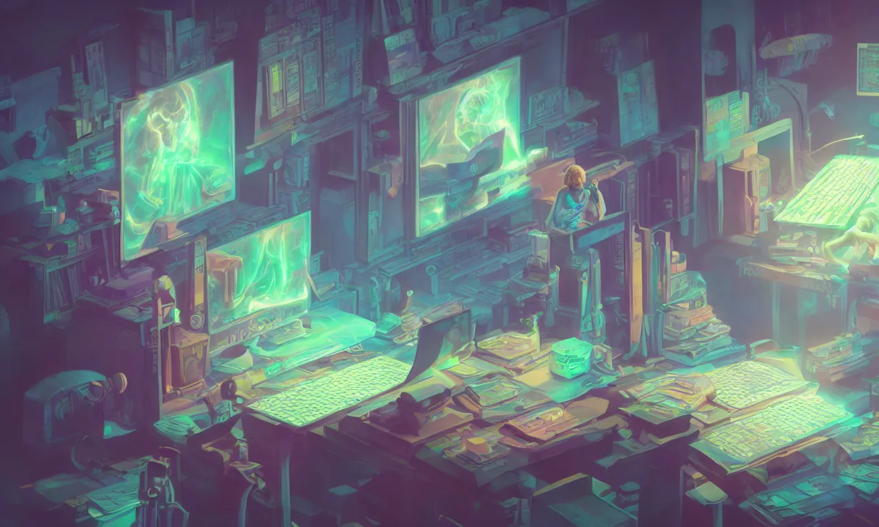 Image similar to workstations, kerberos realm, faked ticket close up, wizard reading a directory, pastel colours ravine, 3 d art, digital illustration, perfect lighting