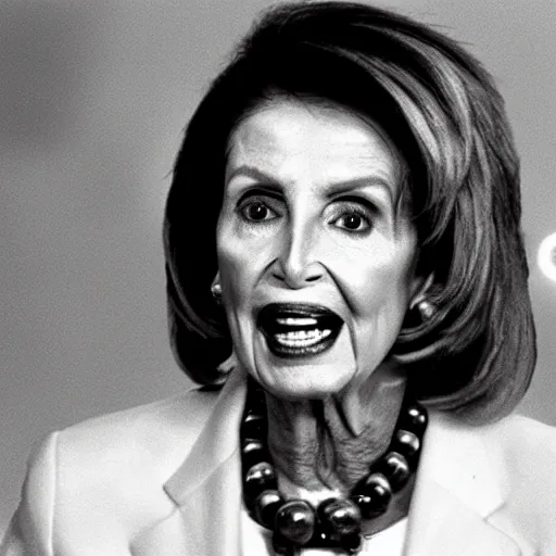 Prompt: found footage of monster that looks like nancy pelosi