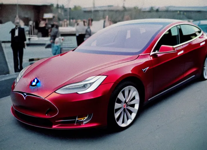 Image similar to A photo of an upcoming Tesla Car, f/22, 35mm, 2700K, kodachrome, award winning photography