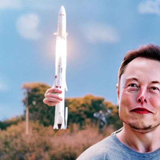 Prompt: elon musk as nendoroid with space - x rocket, 8 k hd dof, cinestill 8 0 0 t,