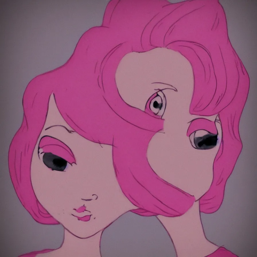 Image similar to beautiful pink little alien girl, profile picture, vintage cartoon