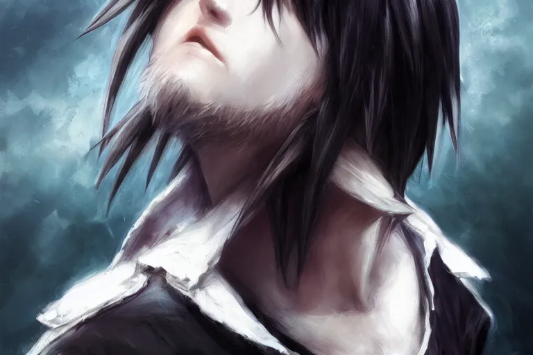 Image similar to l · lawliet, death note ， d & d, fantasy, portrait, highly detailed, headshot, digital painting, trending on artstation, concept art, sharp focus, illustration, art by artgerm and greg rutkowski and magali villeneuve and wlop