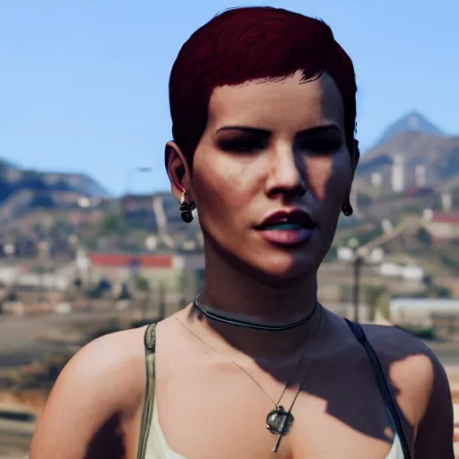 Image similar to Halsey in GTA V, 4k