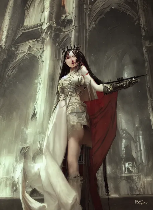 Image similar to imperial princess knight gothic girl. by ruan jia, by robert hubert, illustration