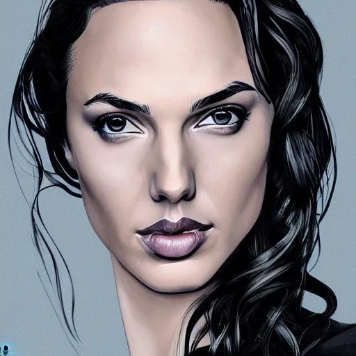 Image similar to illustration of the beauty gal gadot, done by john reuss