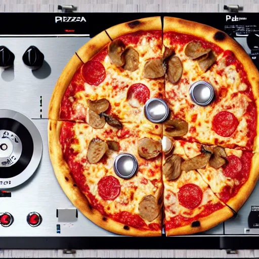 Image similar to pizza on the dj decks