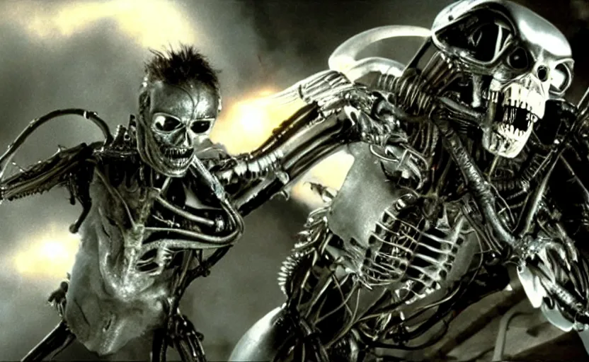 prompthunt: terminator vs alien vs predator vfx film hd