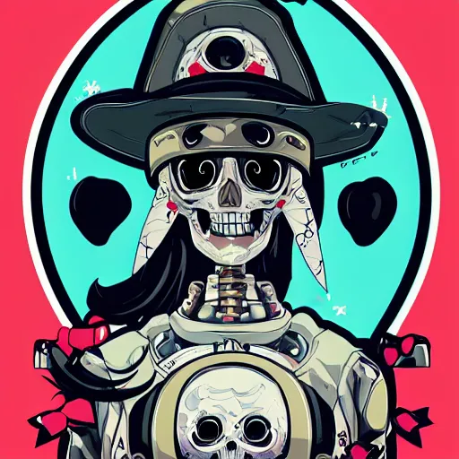 Image similar to anime manga skull portrait young woman skeleton, astronaut miffy, painterly, logo, graffiti, elegant, highly detailed, digital art, art by jc leyendecker and sachin teng