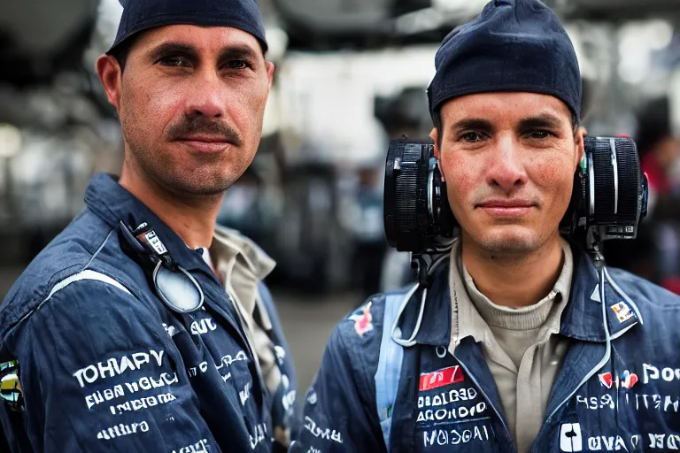 Image similar to closeup portrait of a technician at the formula 1 starting grid, by Steve McCurry and David Lazar, natural light, detailed face, CANON Eos C300, ƒ1.8, 35mm, 8K, medium-format print