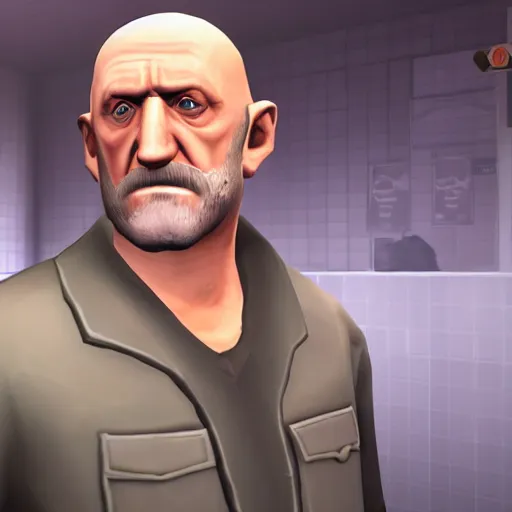 Image similar to Mike Ehrmantraut in Team Fortress 2, HD 4k game screenshot, Valve official announcement, new character