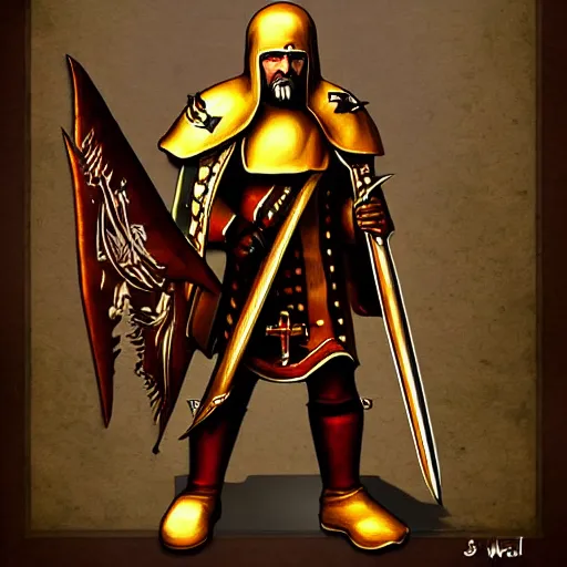 Image similar to « war hammer priest, digital art »