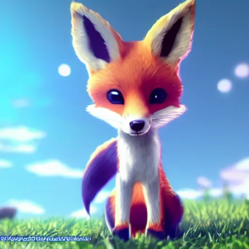 Image similar to a cute anime fox, high detail, unreal engine,