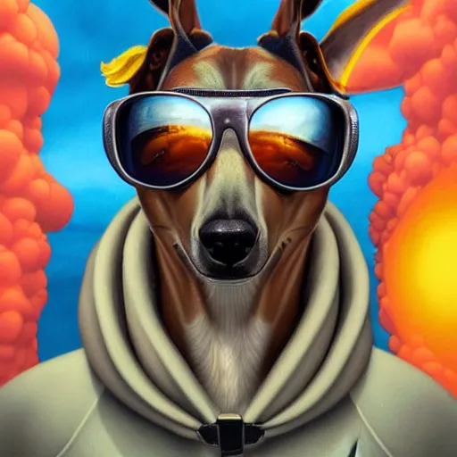 Prompt: lofi aviation greyhound portrait, Pixar style, by Tristan Eaton Stanley Artgerm and Tom Bagshaw.