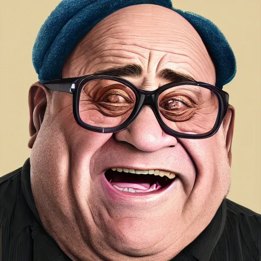 Prompt: hyperrealistic mixed media realistic image of danny devito, stunning 3 d render inspired art by xiang duan and thomas eakes, perfect facial symmetry, hyper realistic texture, realistic, highly detailed attributes and atmosphere, dim volumetric cinematic lighting, 8 k octane detailed render, post - processing, masterpiece,