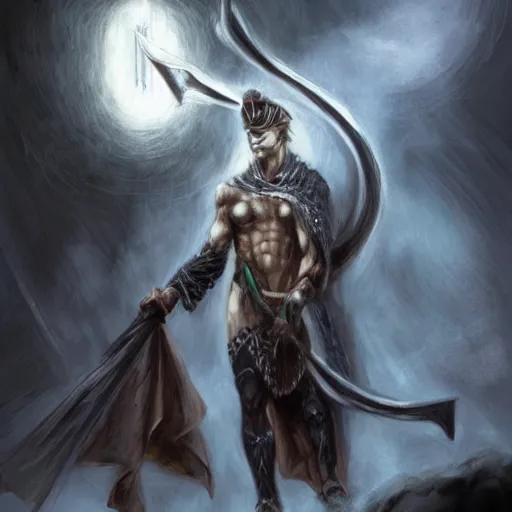 Prompt: cu chulainn, mythology, concept art, fantasy, celtic, dramatic lighting