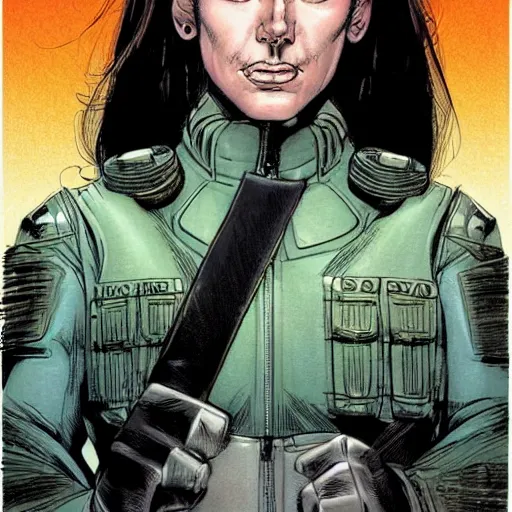 Prompt: a beautiful portrait of an older high class dystopian female Government Official Travis Charest style