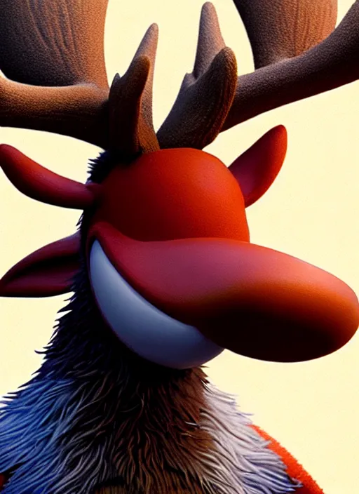 Image similar to highly detailed closeup of a wacky moose character, from sonic the hedgehog, sonic video game series by greg rutkowski, character concept art