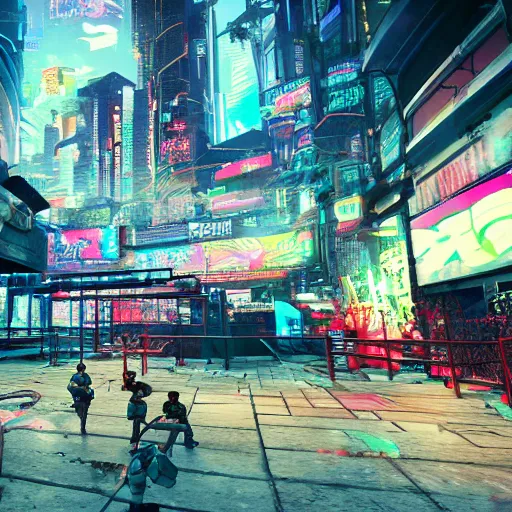 Image similar to cyberpunk playground