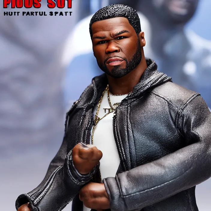 Image similar to a hot toys figure of 5 0 cent, figurine, detailed product photo