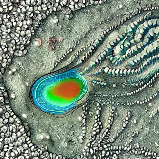 Image similar to deep ocean scale worm ( lepidonotopodium piscesae ), coloured scanning electron micrograph