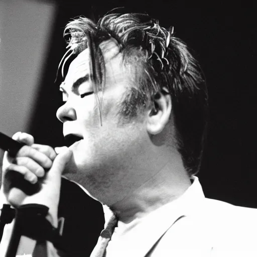 Prompt: stewart lee performing with the smiths, 3 5 mm film, by jamel shabbaz