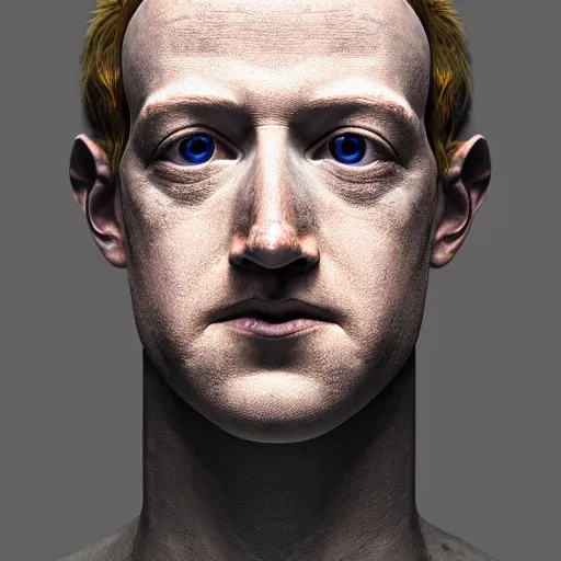 Prompt: mark zuckerberg head on robotic body, matte painting, bold shapes, hard edges, aesthetic octane render, 4 k, unreal engine, trending on artstation by ben nicholas