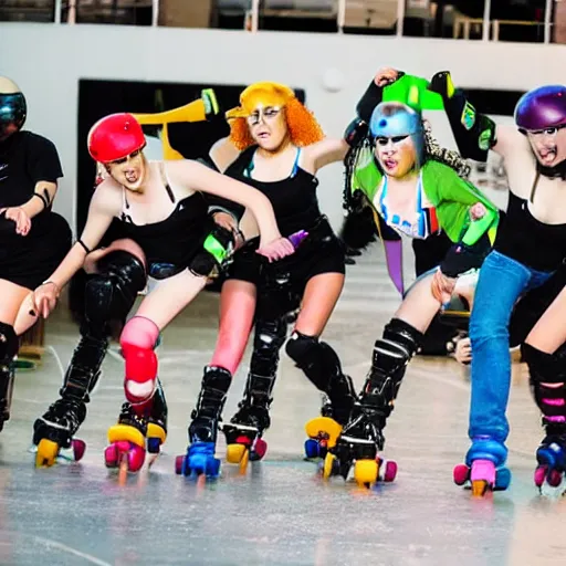 Image similar to roller derby riot grrl robots