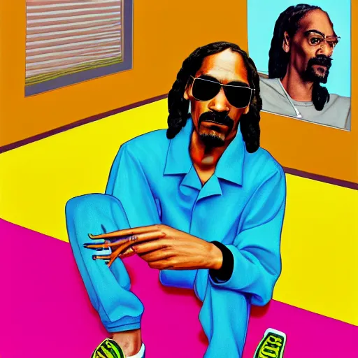 Image similar to snoop dogg smoke someone feet, gta vice city style, smooth painting, each individual seeds have ultra high detailed, 4 k, illustration, comical, acrylic paint style, pencil style, torn cosmo magazine style, pop art style, ultra realistic, underrated, by mike swiderek, jorge lacera, ben lo, tyler west