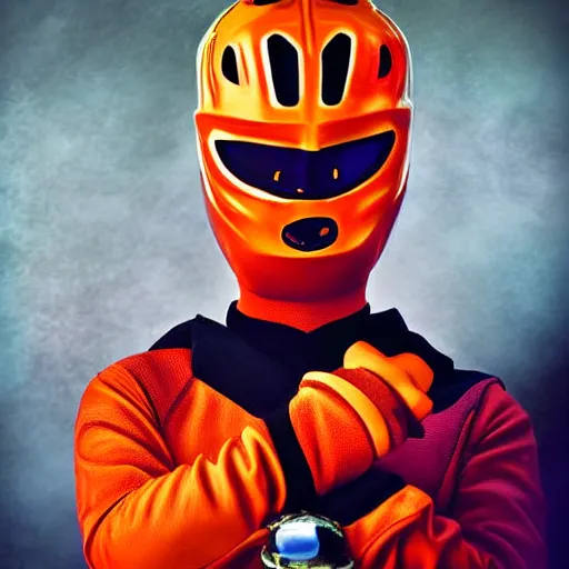 Image similar to garfield as the orange power ranger, digital photography, high detail