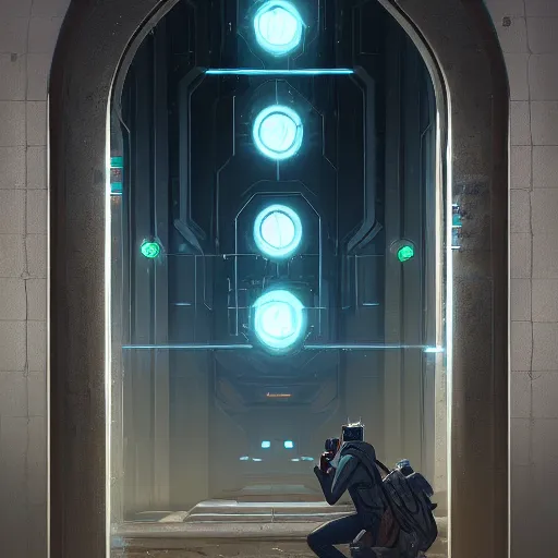 Image similar to an impenetrable vault door, elegant digital illustration by greg rutkowski, cyberpunk, android netrunner