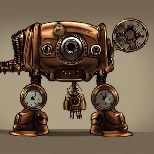 Image similar to concept art of steampunk robot cat