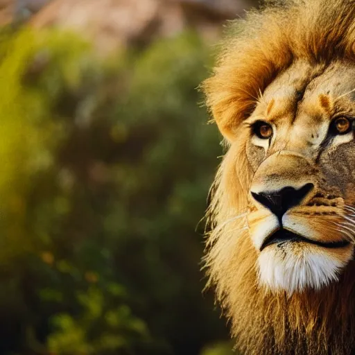 Prompt: photograph of a polaroid of a lion loose at the san diego zoo, tourists in background, bokeh, high definition, slr, golden hour, realistic skin