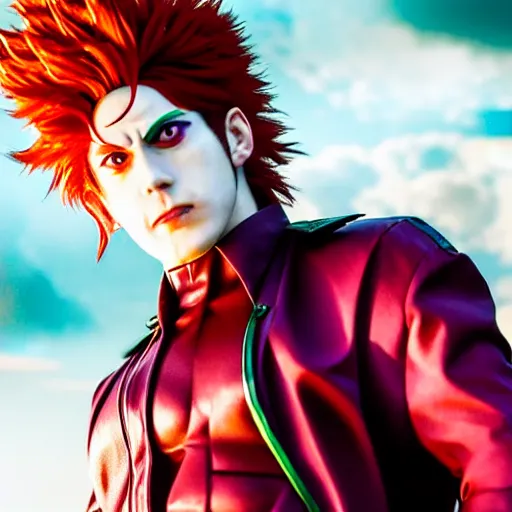 Image similar to a photograph of kakyoin from a live action version of jojo's bizarre adventure, filmic, cinematographic