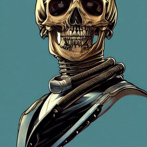 Image similar to anime manga skull portrait young man skeleton, astronaut space, intricate, elegant, highly detailed, digital art, ffffound, art by JC Leyendecker and sachin teng