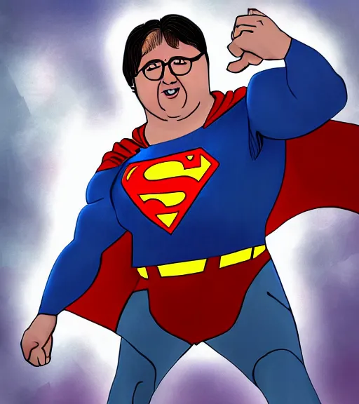 Image similar to gabe newell as a superman, digital paint