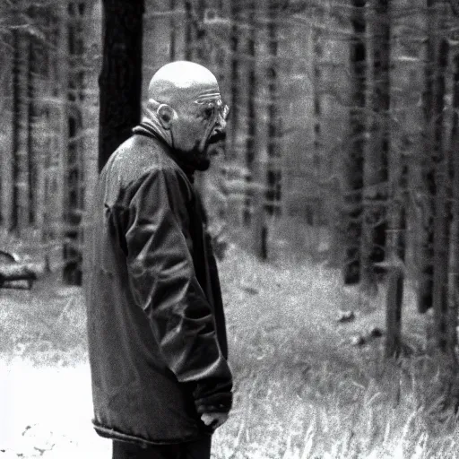 Image similar to A still of Walter White in The Blair Witch Project (1980)