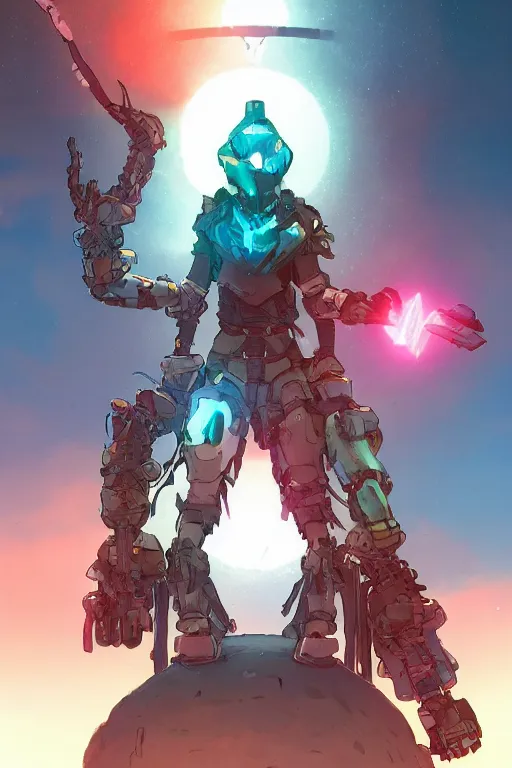 Image similar to combination suit armor aloy horizon forbidden west horizon zero dawn robot ninja mask helmet backpack tribal, art gta 5 comics, official fanart behance hd artstation by jesper ejsing, by rhads, makoto shinkai and lois van baarle, ilya kuvshinov, ossdraws radiating a glowing aura cgi rtx 2 0 2 2