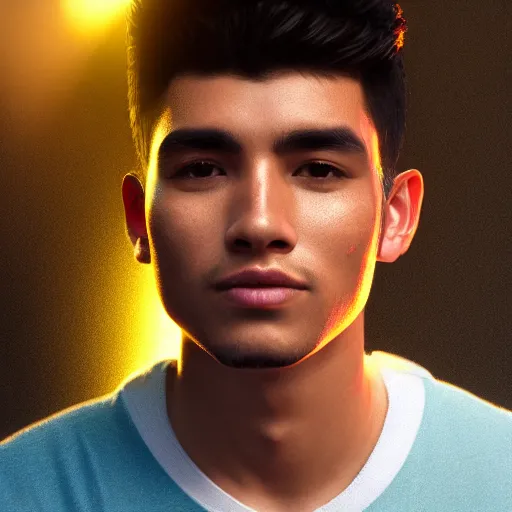 Prompt: portrait art of a good looking young Peruvian man with no facial hair, 8k ultra realistic, lens flare, atmosphere, glow, detailed,intricate, full of colour, cinematic lighting, trending on artstation, 4k, hyperrealistic, focused, extreme details,unreal engine 5, cinematic, masterpiece