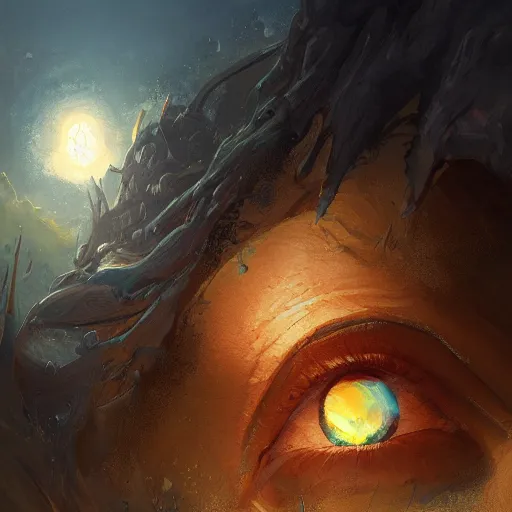 Prompt: a painting of the eyes of the sun by marc simonetti, high detail, trending on artstation